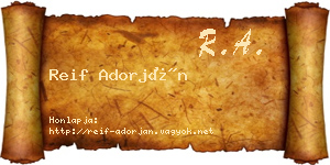 Reif Adorján névjegykártya